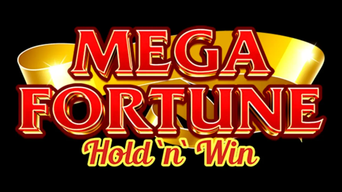Interface do jogo Mega Fortune Hold ‘n’ Win com símbolos clássicos e moedas brilhantes